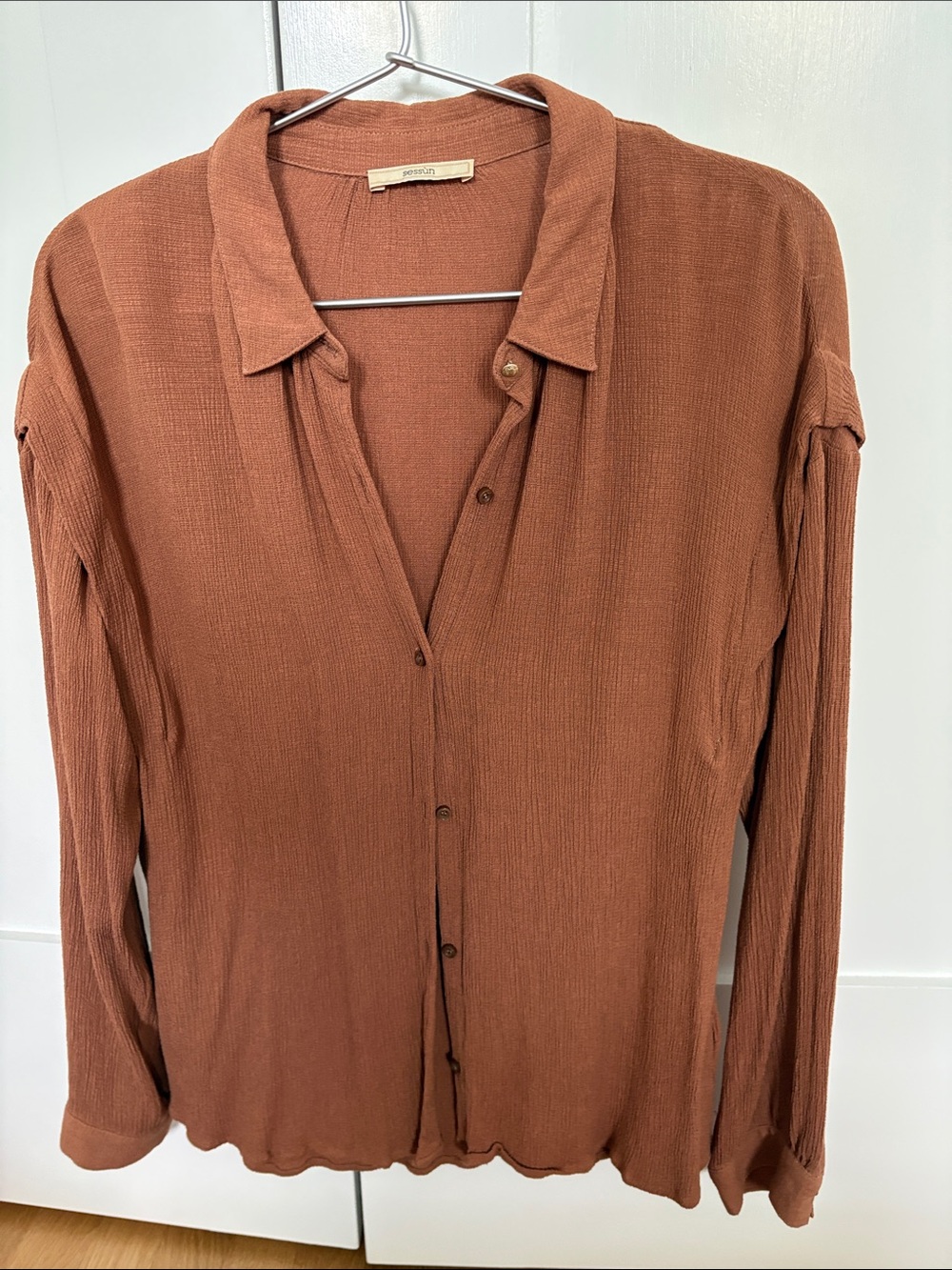 Womens Button-Down Shirt - Rust